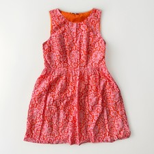 MADEWELL Neon Orange Lace Floral Design Cotton Blend Sleeveless Dress SZ 10