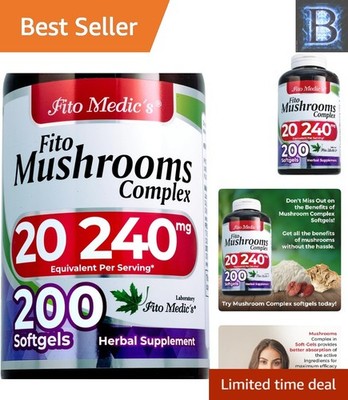 Lab s 18 Mushroom Supplement - 200 Softgels for Brain Support & Overall Health