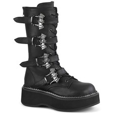 Bota Pleaser Demonia 2" plataforma con cordones media pantorrilla con 4 correas de hebilla Emily 322