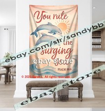Tapestry Whale Ocean Scripture Decor wall 59X82 in