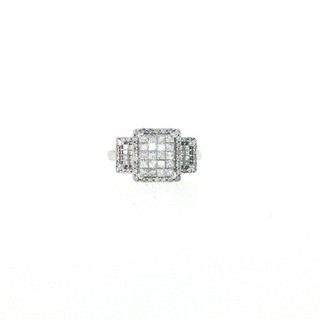 VINTAGE DESIGNER KALLATI DIAMANT CLUSTER COCKTAIL RING 14K WEISSGOLD GRÖSSE 7