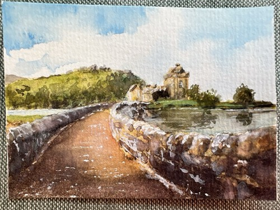 #ad #ad ACEO ORIGINAL Scotland “Eileen Donan Castle” Artist Kev Vardy 2024 Watercolor $20.00