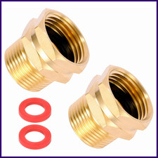 2 Pack Brass Garden Hose Adapter, 3/4" GHT Female X 3/4" NPT Male Connector,Ght