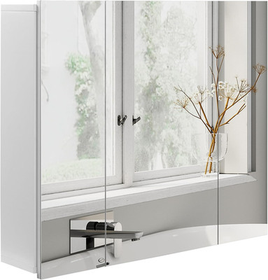Bathroom Medicine Cabinet with Mirror, 3 Doors, Wall Mount, White | Bathroom Mir