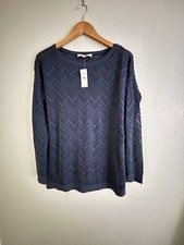 Ann Taylor Loft Chevron Lacey Sweater Sz L Pullover Crewneck Knit Stretch 50