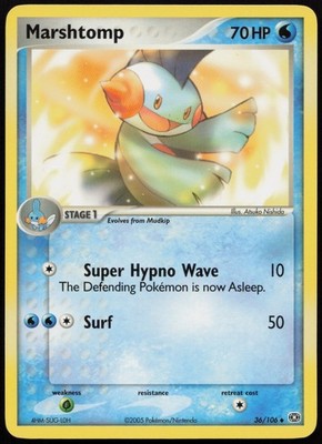 MARSHTOMP UNCOMMON EX EMERALD 36/106 ENG EX 2005 NON HOLO POKEMON KARTE VINTAGE
