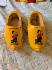 Vintage Imported Heinekin Dutch Yellow Wooden Clogs Holland Promo Old