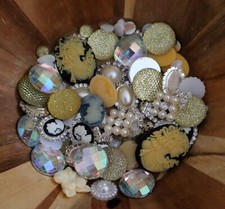 Vintage Crafters Lot Large Flat Back Rhinestones Resin Cameos Bits & Pieces