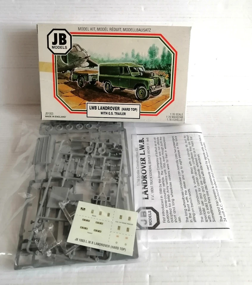 JB MODELS 1/76 LWB LANDROVER WITH G.S. TRAILER NO.JB1003 KIT MONTAGGIO - Immagine 2 di 2
