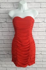 NWT H&M Red Draped Ruched Strapless Sweetheart Bodycon Mini Dress Size 10 12