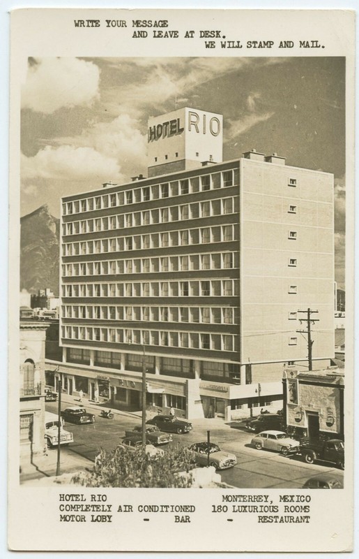 Hotel Rio, Monterrey Mexico to Long Beach Ca. 1958 - RPPC