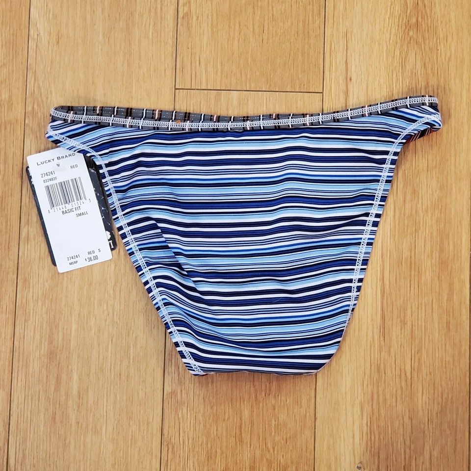 Parte inferior de bikini a rayas Lucky Brand para mujer talla pequeña botones decorativos nueva con etiquetas Foto 2 de 4