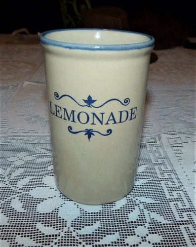 Red Wing Stoneware "Lemonade" Coffee Cup Mug 18oz Stein Pottery Co Minn USA 5.5"