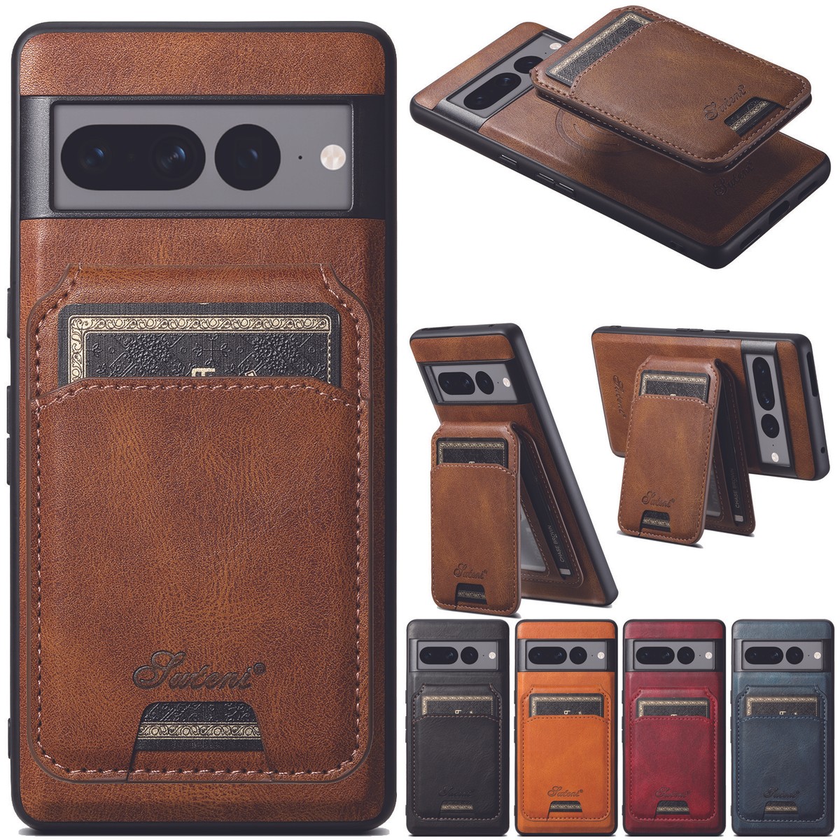 Magnetic Leather Stand Wallet Case For Google Pixel 9 Pro XL, 8, 7A, 6 – Qi Wireless Charging, Detachable Card Holder
