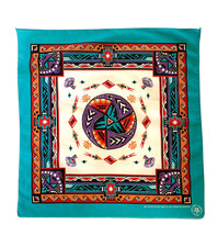 Wamcraft Bandana Scarf Southwestern Aztec Turquoise Multi Vintage 22"x22"