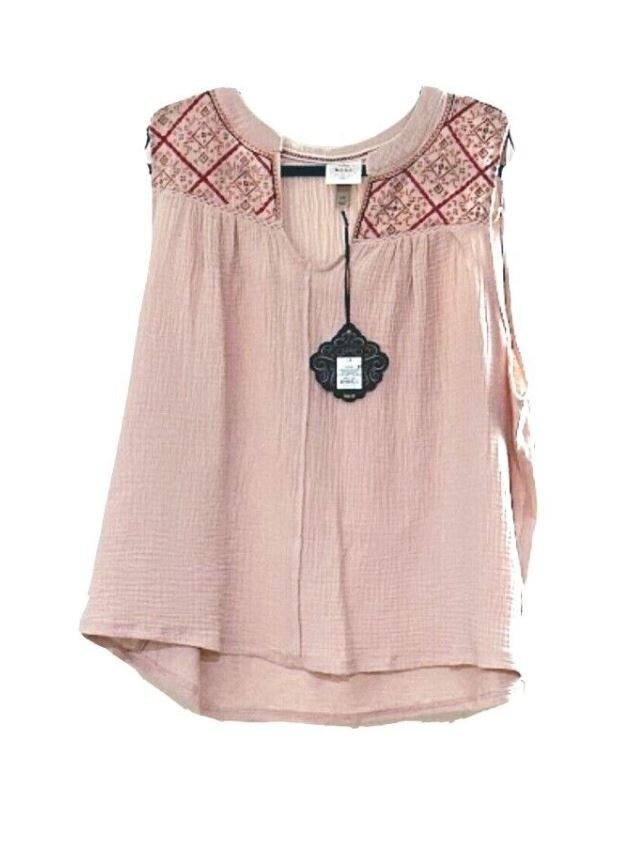 Target Knox Rose Women's Sleeveless Shirt Melon Sorbet Pink Embroidered 1X
