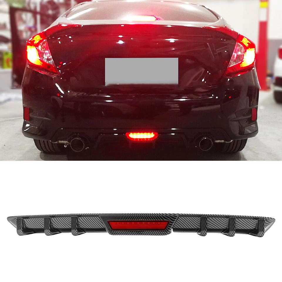 Alerón difusor de parachoques trasero de fibra de carbono con luz de freno para Acura TL 2004-2008 Foto 2 de 4