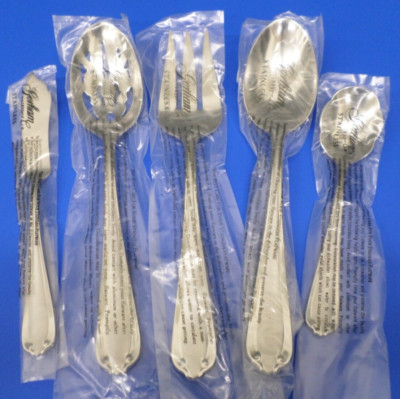 5 Gorham GALLERIA FROSTED with Glossy Stainless Flatware HOSTESS SERVING PIECES