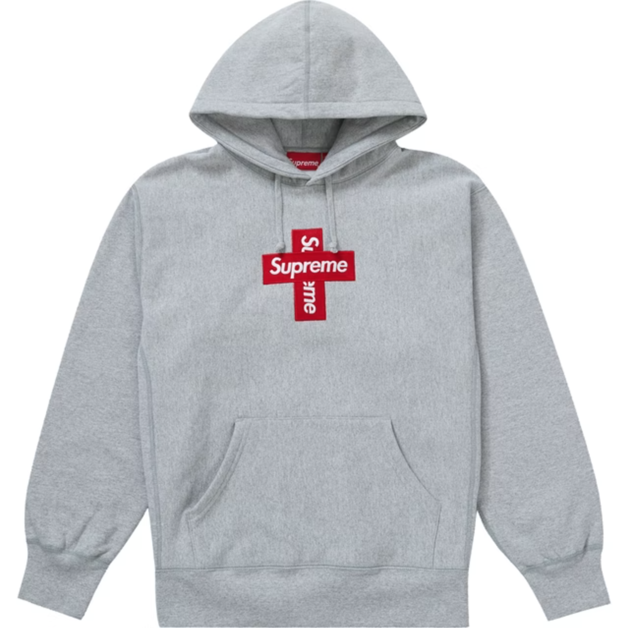 NEW Supreme Cross Box Logo Hooded Sweatshirt Heather Grey Black