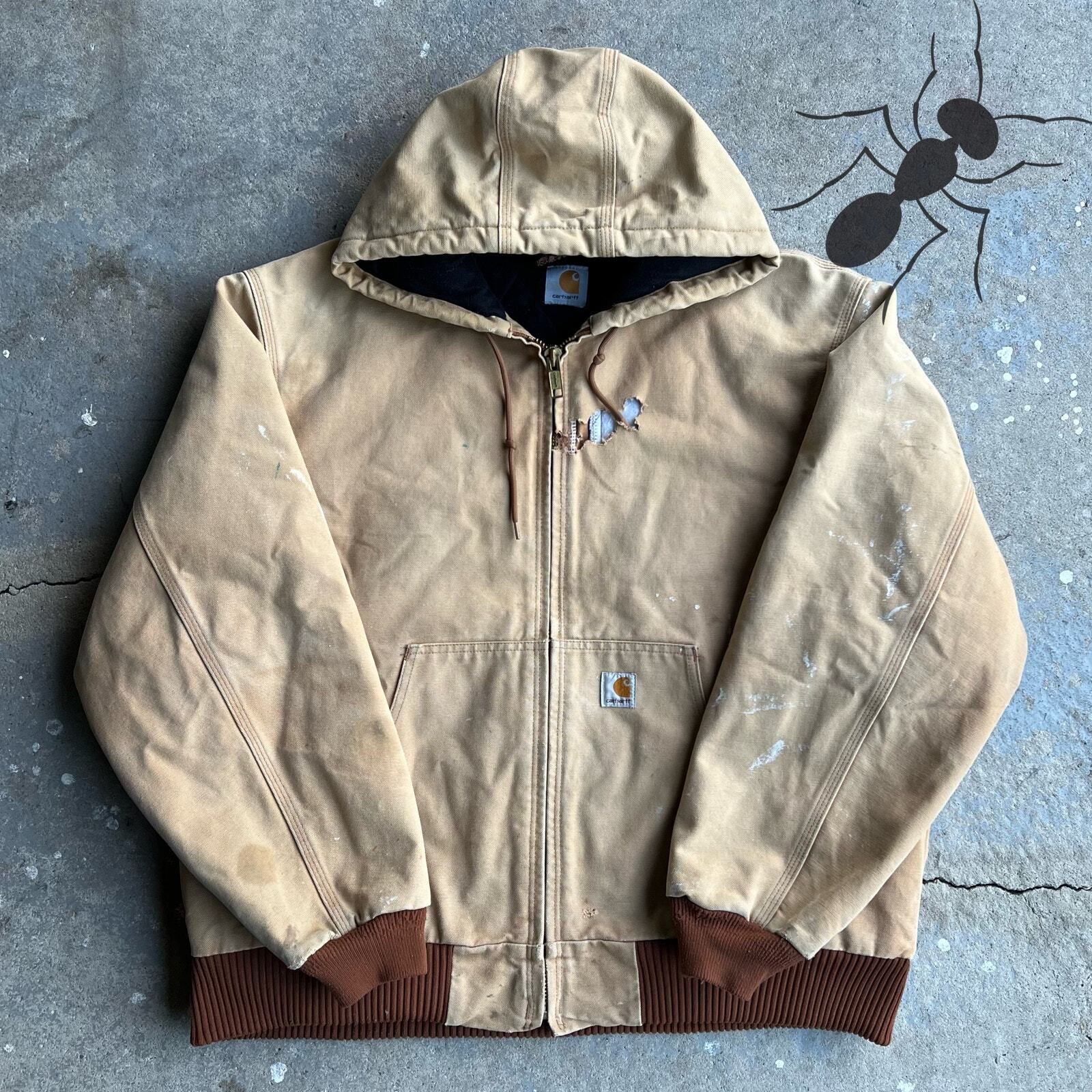 Vintage Y2K Brown Distressed Carhartt Hooded Work Jacket