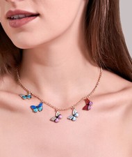 Fashion Colorful Dreamy Butterfly Necklace Choker - Rose Gold Plated