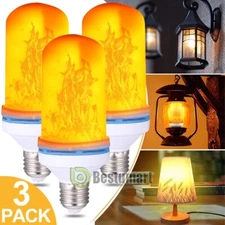 3~15x LED Flame Light Bulbs, 4 Modes Flickering Light Bulbs Halloween Xmas Decor