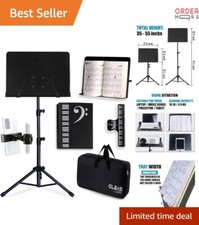 Sheet Music Stand Metal 55 for Reading with Carrying Bag Phone Holder Clip