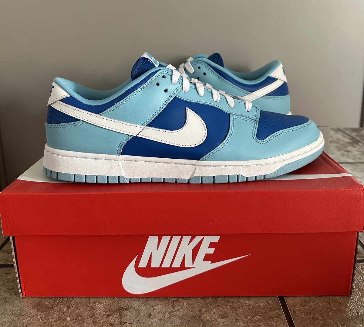 Nike Dunk Low Retro QS Flash White Argon Blue DM0121-400 Men's Nike Dunk Low Retro QS Flash White Argon Blue DM0121-400 Men's