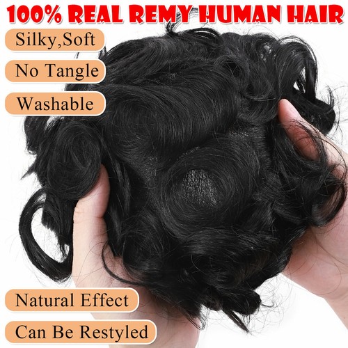 Thin 100% Human Hair Men Toupee Forehead Topper Hairpiece Wig Replacement System - Picture 2 of 51