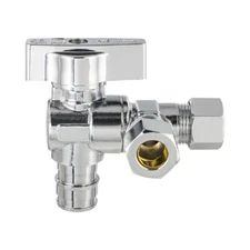 EFIELD Dual Angle Stop Valve Pex-A Expansion 1/2" Inletx 3/8"x3/8 Comp, 1/4 Turn