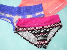 3 NEW Victoria's Secret VTG 2015 PINK Cotton Lace Hipster Panties Lot SMALL