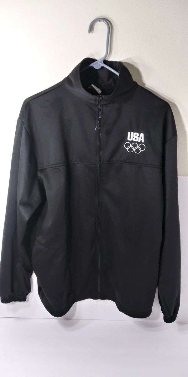 US Olympic Committee Team Zip Up Black Collar Jacket USA Logo Men's Size  Large | eBay