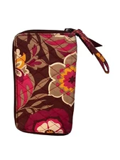 Vera Bradley Plum Fall Leaves Zip Around Wristlet Wallet