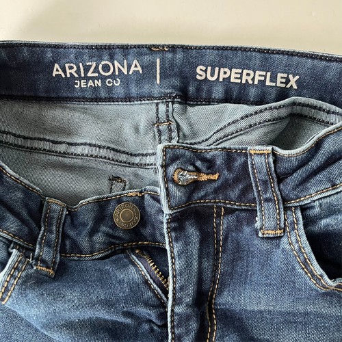 Arizona Jeans Girls Sz 10 Regular Bootcut Denim Blue Superflex Adjustable Waist - Picture 13 of 15