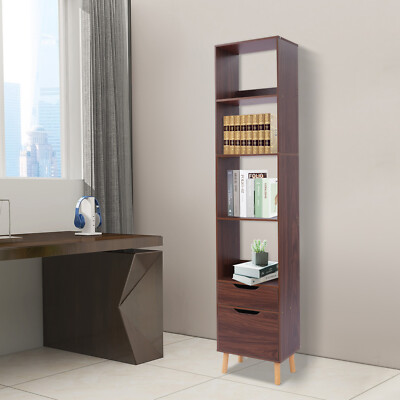 Floor Standing Bookshelf with Drawers Modern Bookcase Storage Organizer 70.9 in