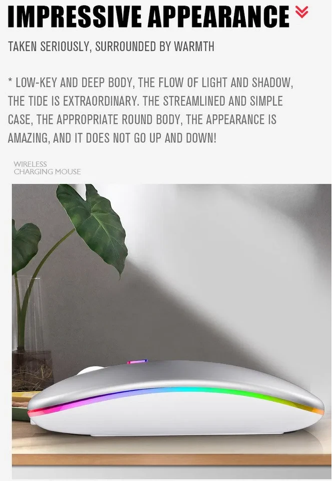 Slimline Wireless Bluetooth Mouse, Available in White, Black, Silver - Image 3 of 4