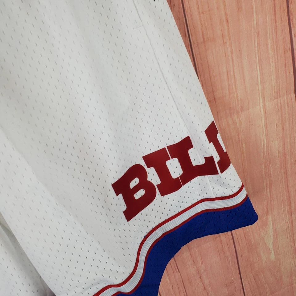 Pantalones Cortos Mitchell & Ness Para Hombres Equipo ID Malla Pequeños Blanco Azul Buffalo Bills Fútbol Foto 3 de 4