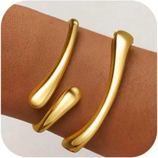 Gold Bracelets for Women Trendy, 18K Gold Plated Bangle Bracelet Set Chunky Twis