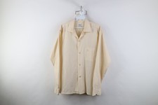 Vintage 50s Penneys Mens Medium Distressed Looped Collar Button Shirt Beige