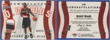 Qyntel Woods 2002-03 Platinum Nameplates GAME-WORN JERSEY #'d 079/325