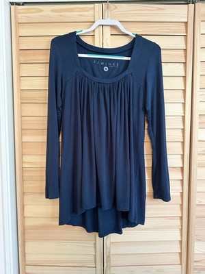 JJ Winks Full Moon Top Navy Long-Sleeve Shirt Built In Bra Medium