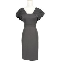 Adrianna Papell Women Dress Black Size 10 Sheath Illusion Cap Sleeve