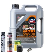Motoröl 5W30 LIQUI MOLY 5L+MANN Ölfilter+Spülung+Cera Tec+Ölablassschraube