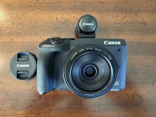 Canon EOS M6 Mark II 32.5MP Camera Black with EFM 22mm Lens and EVF DC2