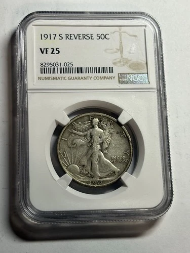 1917 S Walking Liberty Half Dollar NGC VF25 Nice Original Better Date