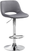 Barhocker Camden Samt Chrom Dunkelgrau