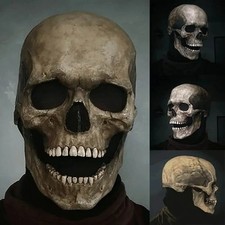 Halloween Skull Mask Full Head With Moving Jaw Scary Helmet Horror Party US