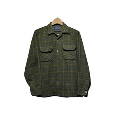 VTG 70s Pendleton Wool Board Shirt Muted Tartan Green Plaid USA Mens M Rare READ