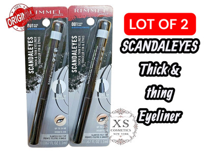 Rimmel London Scandaleyes Thick & Thin Eyeliner 001 Black Full Size New Lot Of 2