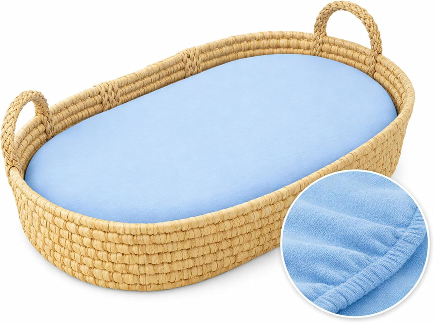 Moses Basket Sheets Fully Fitted – 75 X 30 Moses Basket Bedding - Hypoallergenic